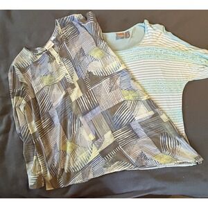 Chicos Top Sheer Blouse ‎ Casual Ladies Lace Pullover  Asymmetrical Lot 2 SZ 3